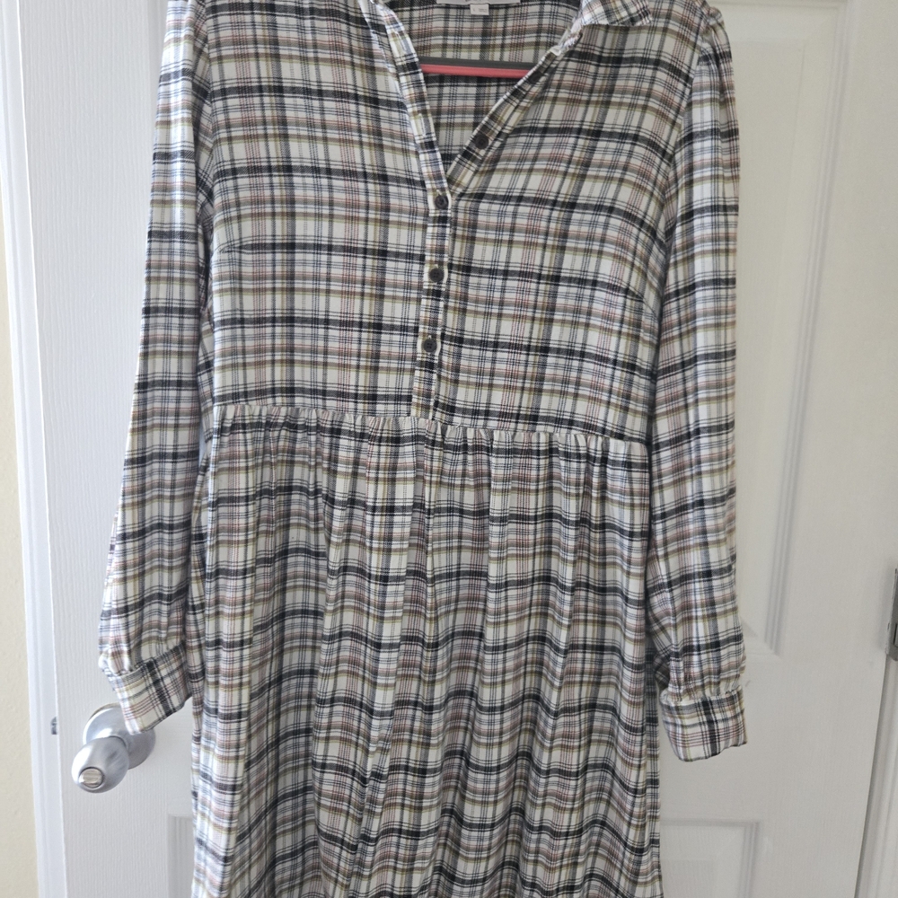 Plaid Button-Down Dress